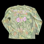 Omnia camo long sleeve, back print: Show up. Be real. Get strong. Denver, CO est 2013