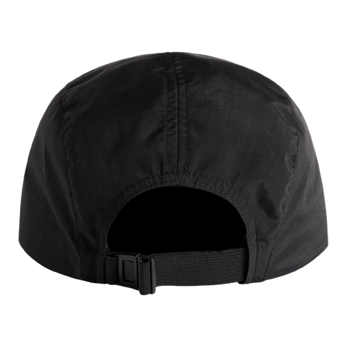 Black Omnia running hat, back with adjustable strap