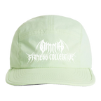 Mint Omnia running hat with white embroidered Metal Logo, front